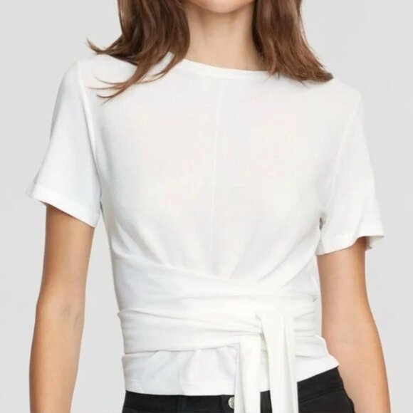 NWT Modern Citizen Jude White Wrap Knit S. Sleeve Top Sz XL Stretchy Front Tie - Picture 16 of 16